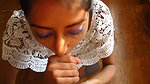 indian amateur in white top blowjob