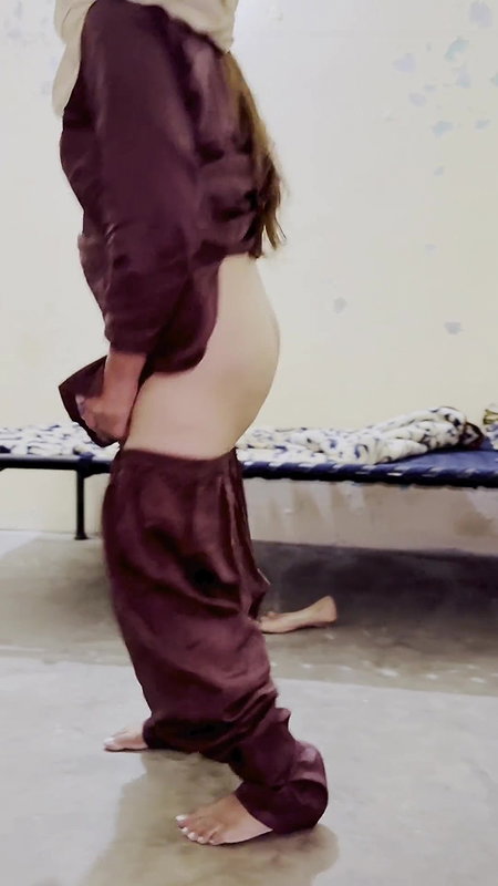University girl dance in hostel room