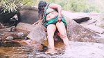 Telugu sexy Silk aunty outdoor waterfall bathing, telugu Dirty talks