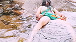 Telugu sexy Silk aunty outdoor waterfall bathing, telugu Dirty talks