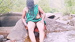 Telugu sexy Silk aunty outdoor waterfall bathing, telugu Dirty talks