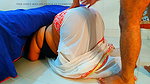 Tamil MILF Stepmom Stuck Under Bed with white saree & black blouse, when she cleaning under bed then stepson fuck her