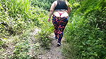 sexy walk with chubby girl in the forest