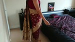 indian wife jill in red sare caught watching porn