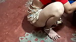 Sexy Maid cleaning floor and showing her ass