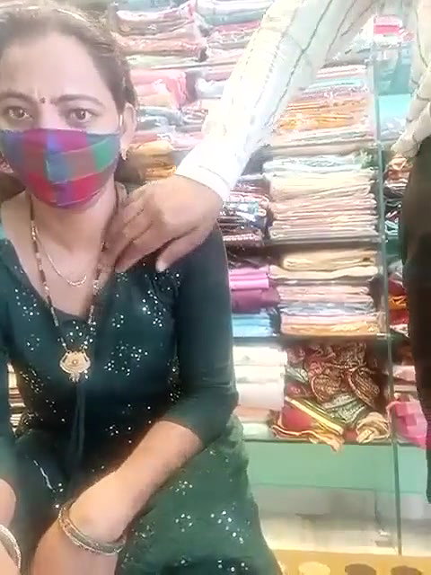 Horny Bhabi in Green Salwar Showing Pussy and Ass in Shop ~