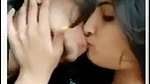 Lover smooching and boobs sucking