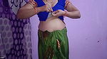 New year special bhabhi wear new blue saree and ready for sex