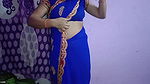 New year special bhabhi wear new blue saree and ready for sex