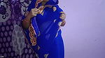 New year special bhabhi wear new blue saree and ready for sex