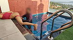 Komal was getting into the swimming pool for the first time, the husband was getting down from behind, fucking in the water itself