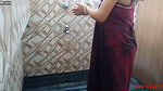Indian Bhabi Sex In A Bathroom with Red Tawal