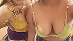 Two hotties showing deep cleavage