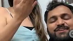 Boyfriend licking his curvy girlfriends navel in blue and green costume