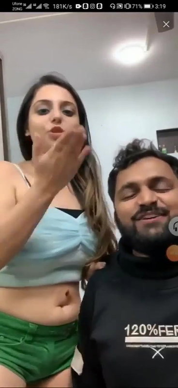 Boyfriend licking his curvy girlfriends navel in blue and green costume