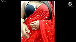 Super Hot Desi Indian bhabhi in red saree and black bra dirty talking with boyfriend