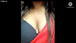 Super Hot Desi Indian bhabhi in red saree and black bra dirty talking with boyfriend