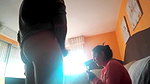 Chubby aunty shy to expose her face while sucking her hubby’s dick