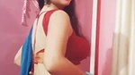 Rupsa Sexy Boobs and Navel in red bra and blue saree