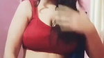 Rupsa Sexy Boobs and Navel in red bra and blue saree