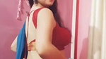 Rupsa Sexy Boobs and Navel in red bra and blue saree