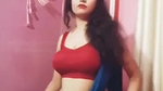 Rupsa Sexy Boobs and Navel in red bra and blue saree