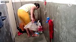 Horny booby aunty washing clothes showing huge hanging boobs