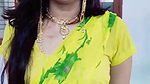 hot marathi gilr sexy navel in yellow saree and belly chain