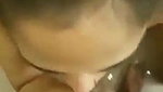 Giving blowjob and taking cumshot on body