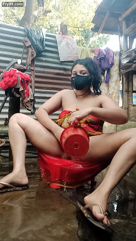 Bangladeshi girl akhi is bathing and shaving her vagina and underarm. Sexy beautiful girl with red dress showing her wet