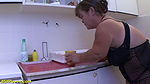 Midget Milf rough fucked at her kitchen