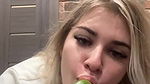Misty Phoenix Licking a pooped cucumber