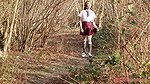 lking through the woods on her way home and relieve