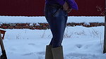 90Russian Girl Pissing in the Snow in the Winter