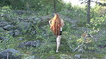 e sat on a rock and pee