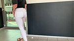 Devil Sophie Wet in white jeans before departure at the airport