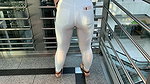 Devil Sophie Wet in white jeans before departure at the airport