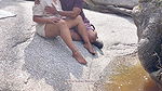 Voluptuous Milf making Love by the River – Public Outdoor Romance – Liplock Kissing, Boobs Press