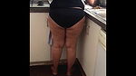 Sexy Brown Housewife Cooking in the Kitchen in Undies  Showing Beauitful Ass