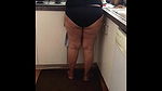 Sexy Brown Housewife Cooking in the Kitchen in Undies  Showing Beauitful Ass
