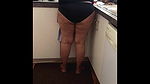 Sexy Brown Housewife Cooking in the Kitchen in Undies  Showing Beauitful Ass