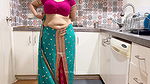 Indian Couple Romance in Kitchen – Saree Sensual Sex – Saree lifted up – Pussy, Boobs and Ass Play