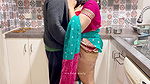 Indian Couple Romance in Kitchen – Saree Sensual Sex – Saree lifted up – Pussy, Boobs and Ass Play