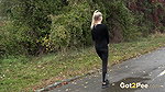 Blonde European Squats To Piss On The Road Got2pee