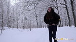 Brunette Babe Squats In The Snow To Piss Outside Got2pee