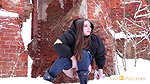 Brunette Babe Squats In The Snow To Piss Outside Got2pee