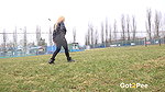 Cute Blonde Squats In The Playing Fields To Pee Got2pee