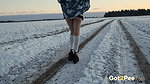 Gorgeous Pigtailed Blonde Pees In The Snow Got2pee