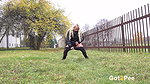 Hot Blonde In Lace Leggings Pees Outside Got2pee