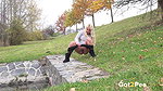 Hot Blonde Squats And Pees Over The Gras Got2pee